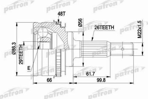 Patron PCV9012 - Шарнирный комплект, ШРУС, приводной вал unicars.by