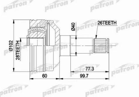 Patron PCV4012 - Шарнирный комплект, ШРУС, приводной вал unicars.by