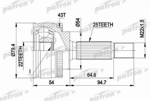 Patron PCV4306 - Шарнирный комплект, ШРУС, приводной вал unicars.by