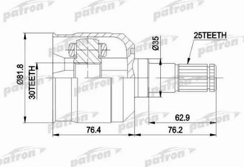 Patron PCV5009 - Шарнирный комплект, ШРУС, приводной вал unicars.by