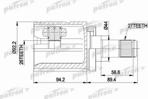 Patron PCV5003 - Шарнирный комплект, ШРУС, приводной вал unicars.by