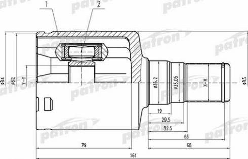 Patron PCV1492 - Шарнирный комплект, ШРУС, приводной вал unicars.by