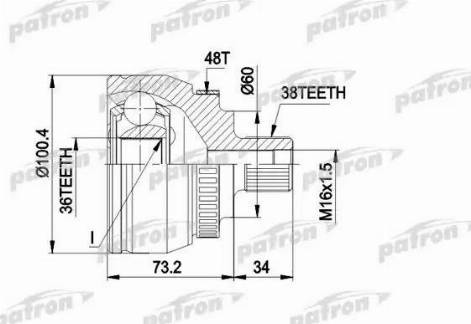 Patron PCV1444 - Шарнирный комплект, ШРУС, приводной вал unicars.by