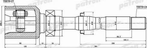 Patron PCV1459 - Шарнирный комплект, ШРУС, приводной вал unicars.by