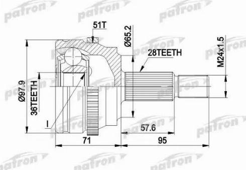 Patron PCV1453 - Шарнирный комплект, ШРУС, приводной вал unicars.by