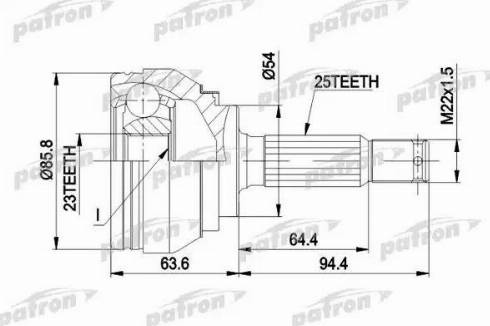 Patron PCV1404 - Шарнирный комплект, ШРУС, приводной вал unicars.by