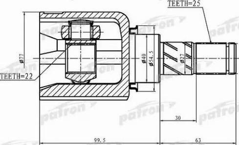 Patron PCV1405 - Шарнирный комплект, ШРУС, приводной вал unicars.by