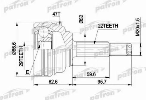 Patron PCV1401 - Шарнирный комплект, ШРУС, приводной вал unicars.by