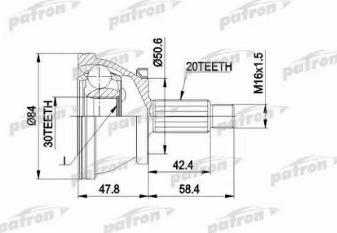 Patron PCV1403 - Шарнирный комплект, ШРУС, приводной вал unicars.by