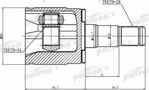 Patron PCV1402 - Шарнирный комплект, ШРУС, приводной вал unicars.by