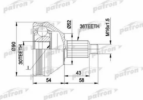 Patron PCV1414 - Шарнирный комплект, ШРУС, приводной вал unicars.by