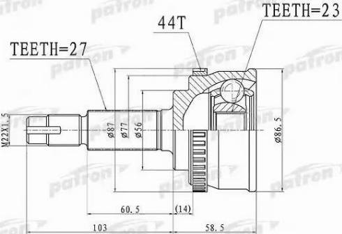 Patron PCV1415 - Шарнирный комплект, ШРУС, приводной вал unicars.by