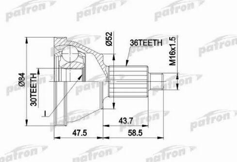 Patron PCV1413 - Шарнирный комплект, ШРУС, приводной вал unicars.by