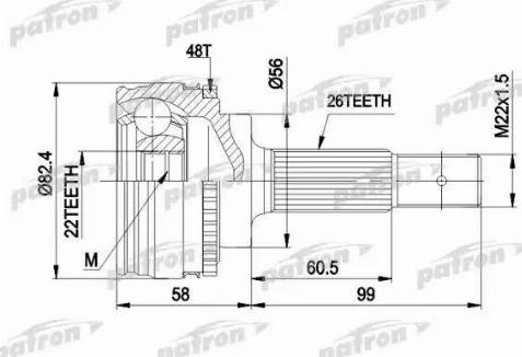 Patron PCV1484 - Шарнирный комплект, ШРУС, приводной вал unicars.by