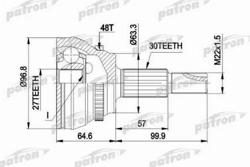 Patron PCV1485 - Шарнирный комплект, ШРУС, приводной вал unicars.by