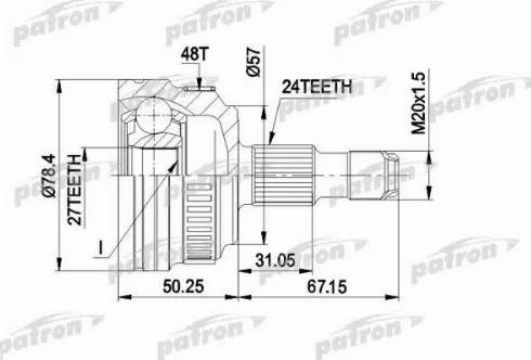 Patron PCV1434 - Шарнирный комплект, ШРУС, приводной вал unicars.by