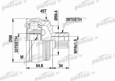 Patron PCV1435 - Шарнирный комплект, ШРУС, приводной вал unicars.by