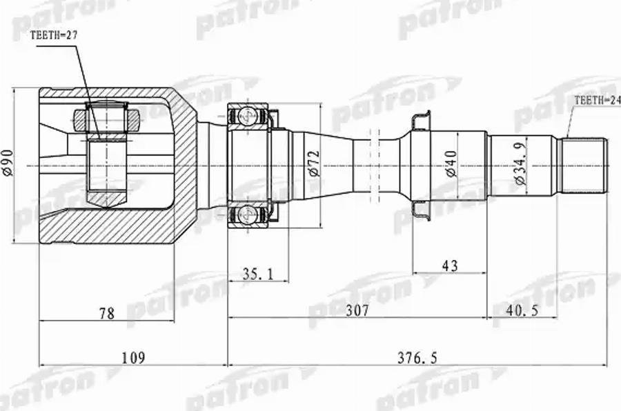 Patron PCV1430 - Шарнирный комплект, ШРУС, приводной вал unicars.by