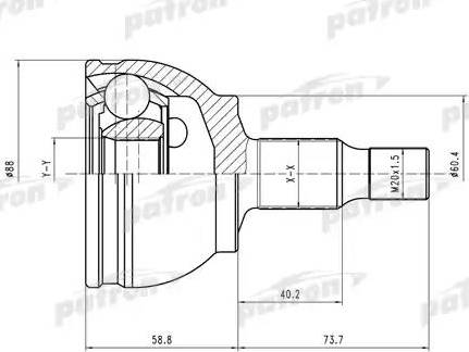 Patron PCV1590 - Шарнирный комплект, ШРУС, приводной вал unicars.by