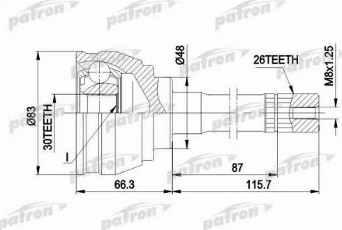 Patron PCV1540 - Шарнирный комплект, ШРУС, приводной вал unicars.by