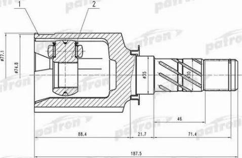 Patron PCV1556 - Шарнирный комплект, ШРУС, приводной вал unicars.by