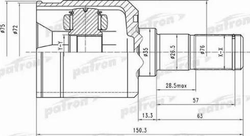 Patron PCV1516 - Шарнирный комплект, ШРУС, приводной вал unicars.by