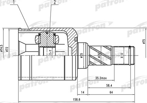 Patron PCV1530 - Шарнирный комплект, ШРУС, приводной вал unicars.by