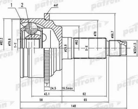 Patron PCV1525 - Шарнирный комплект, ШРУС, приводной вал unicars.by