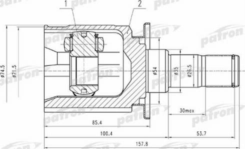 Patron PCV1526 - Шарнирный комплект, ШРУС, приводной вал unicars.by