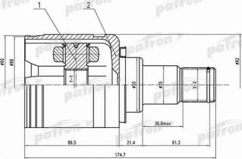 Patron PCV1570 - Шарнирный комплект, ШРУС, приводной вал unicars.by