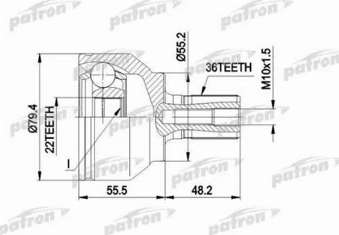 Patron PCV1603 - Шарнирный комплект, ШРУС, приводной вал unicars.by