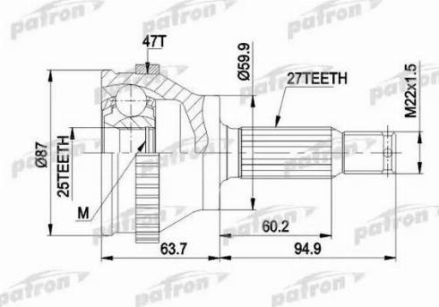 Patron PCV1617AL - Шарнирный комплект, ШРУС, приводной вал unicars.by