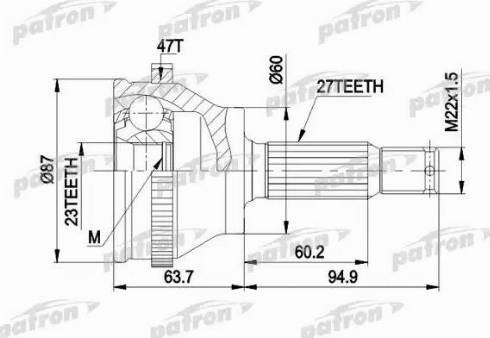 Patron PCV1617AR - Шарнирный комплект, ШРУС, приводной вал unicars.by