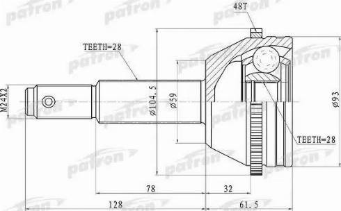 Patron PCV1674 - Шарнирный комплект, ШРУС, приводной вал unicars.by