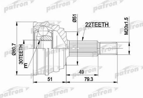 Patron PCV1049 - Шарнирный комплект, ШРУС, приводной вал unicars.by