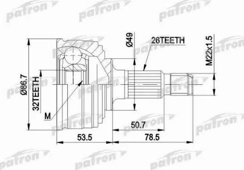 Patron PCV1045 - Шарнирный комплект, ШРУС, приводной вал unicars.by