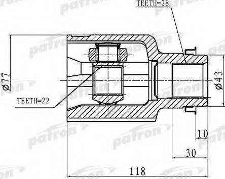 Patron PCV1046 - Шарнирный комплект, ШРУС, приводной вал unicars.by