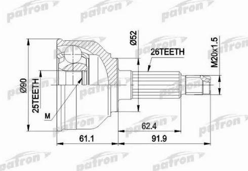 Patron PCV1042 - Шарнирный комплект, ШРУС, приводной вал unicars.by