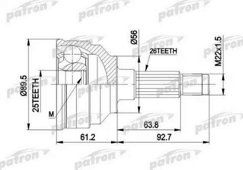 Patron PCV1059 - Шарнирный комплект, ШРУС, приводной вал unicars.by