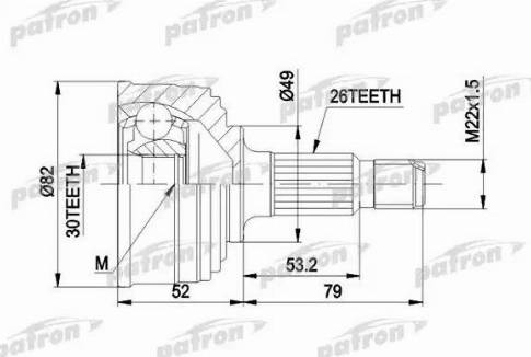 Patron PCV1054 - Шарнирный комплект, ШРУС, приводной вал unicars.by