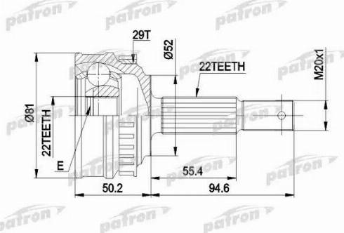 Patron PCV1056 - Шарнирный комплект, ШРУС, приводной вал unicars.by