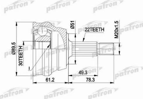 Patron PCV1050 - Шарнирный комплект, ШРУС, приводной вал unicars.by