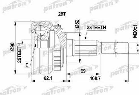 Patron PCV1051 - Шарнирный комплект, ШРУС, приводной вал unicars.by