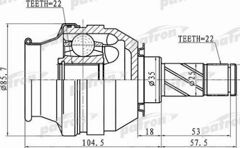 Patron PCV1058 - Шарнирный комплект, ШРУС, приводной вал unicars.by