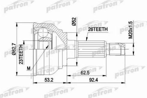 Patron PCV1069 - Шарнирный комплект, ШРУС, приводной вал unicars.by