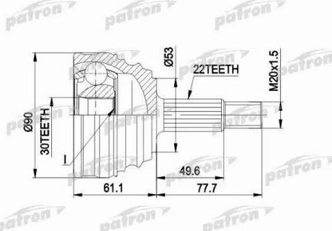 Patron PCV1009 - Шарнирный комплект, ШРУС, приводной вал unicars.by