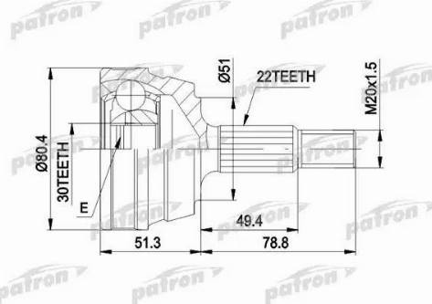 Patron PCV1004 - Шарнирный комплект, ШРУС, приводной вал unicars.by