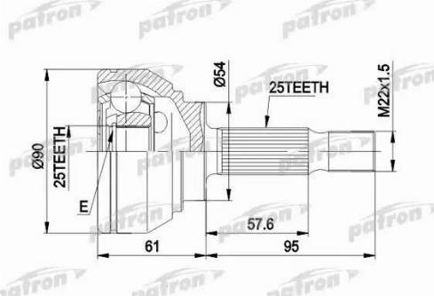 Patron PCV1006 - Шарнирный комплект, ШРУС, приводной вал unicars.by