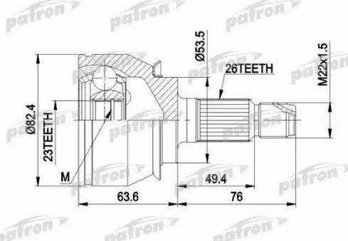 Patron PCV1001 - Шарнирный комплект, ШРУС, приводной вал unicars.by