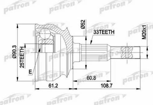 Patron PCV1008 - Шарнирный комплект, ШРУС, приводной вал unicars.by